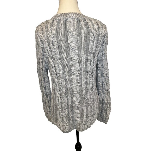 J. Jill Wearever Collection Marled GRAY WHITE Chunky Cable Knit Sweater Sz S - Picture 4 of 10